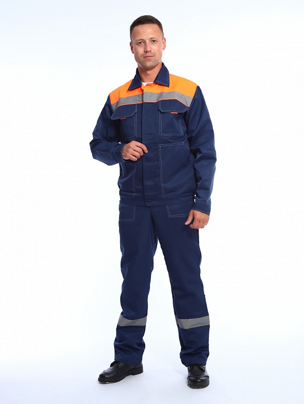 Костюм Эксперт Люкс синий/оранж с п/к